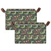 ALAZA Crocodile Strawberry Black Rectangular Closet Storage Box Storage Bin Basket Storage Cube with Leather Handles Nursery Storage Laundry Hamper 2 Piece view 2