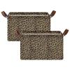ALAZA Animal Leopard Phanter Retro Rectangular Closet Storage Box Storage Bin Basket Storage Cube with Leather Handles Nursery Storage Laundry Hamper 2 Piece view 2