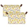 ALAZA Deer Lemon Rectangular Closet Storage Box Storage Bin Basket Storage Cube with Leather Handles Nursery Storage Laundry Hamper 2 Piece view 2