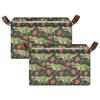 ALAZA Crocodil Strawberry Rectangular Closet Storage Box Storage Bin Basket Storage Cube with Leather Handles Nursery Storage Laundry Hamper 2 Piece view 2