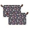 ALAZA Cat Paw Print Rainbow Black Rectangular Closet Storage Box Storage Bin Basket Storage Cube with Leather Handles Nursery Storage Laundry Hamper 2 Piece view 2