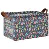ALAZA English Alphabet Rectangular Closet Storage Box Storage Bin Basket Storage Cube with Leather Handles Nursery Storage Laundry Hamper 2 Piece view 1