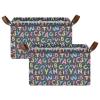ALAZA English Alphabet Rectangular Closet Storage Box Storage Bin Basket Storage Cube with Leather Handles Nursery Storage Laundry Hamper 2 Piece view 2