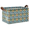 ALAZA Fantasy Mermaid Scale Flower Floral Rectangular Closet Storage Box Storage Bin Basket Storage Cube with Leather Handles Nursery Storage Laundry Hamper 2 Piece view 1