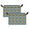 ALAZA Fantasy Mermaid Scale Flower Floral Rectangular Closet Storage Box Storage Bin Basket Storage Cube with Leather Handles Nursery Storage Laundry Hamper 2 Piece view 2