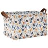 ALAZA Cat Kitten White Floral Rectangular Closet Storage Box Storage Bin Basket Storage Cube with Leather Handles Nursery Storage Laundry Hamper 2 Piece view 1