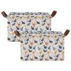 ALAZA Cat Kitten White Floral Rectangular Closet Storage Box Storage Bin Basket Storage Cube with Leather Handles Nursery Storage Laundry Hamper 2 Piece view 2