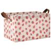 ALAZA Strawberry Flower Floral Rectangular Closet Storage Box Storage Bin Basket Storage Cube with Leather Handles Nursery Storage Laundry Hamper 2 Piece view 1