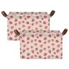 ALAZA Strawberry Flower Floral Rectangular Closet Storage Box Storage Bin Basket Storage Cube with Leather Handles Nursery Storage Laundry Hamper 2 Piece view 2