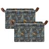 ALAZA Cat Kitten Leaves Magic Rectangular Closet Storage Box Storage Bin Basket Storage Cube with Leather Handles Nursery Storage Laundry Hamper 2 Piece view 2