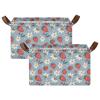 ALAZA Cartoon Flower Strawberry Retro Rectangular Closet Storage Box Storage Bin Basket Storage Cube with Leather Handles Nursery Storage Laundry Hamper 2 Piece view 2