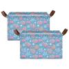 ALAZA Pearl Coral Reef Blue Rectangular Closet Storage Box Storage Bin Basket Storage Cube with Leather Handles Nursery Storage Laundry Hamper 2 Piece view 2