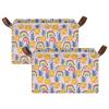 ALAZA Pineapple Rainbow Funny Rectangular Closet Storage Box Storage Bin Basket Storage Cube with Leather Handles Nursery Storage Laundry Hamper 2 Piece view 2