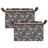 ALAZA Elephant Flower Floral Print Rectangular Closet Storage Box Storage Bin Basket Storage Cube with Leather Handles Nursery Storage Laundry Hamper 2 Piece view 2