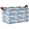 ALAZA Cute Summer Beach Bird Blue Rectangular Closet Storage Box Storage Bin Basket Storage Cube with Leather Handles Nursery Storage Laundry Hamper 2 Piece view 1