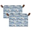 ALAZA Cute Summer Beach Bird Blue Rectangular Closet Storage Box Storage Bin Basket Storage Cube with Leather Handles Nursery Storage Laundry Hamper 2 Piece view 2