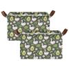 ALAZA Avocado Duck Daisy Flower Floral Rectangular Closet Storage Box Storage Bin Basket Storage Cube with Leather Handles Nursery Storage Laundry Hamper 2 Piece view 2
