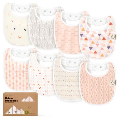 8-Pack Organic Baby Bibs for Boys, Girls - Soft Cotton Drooling and Teething Bibs for Baby Girl & Boy, Extra Absorbent, Easy to Clean & Put On for Toddler, Newborn, Infant 0-24 Months (Prism)