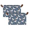 ALAZA Blue Unicorn Moon Cartoon Rectangular Closet Storage Box Storage Bin Basket Storage Cube with Leather Handles Nursery Storage Laundry Hamper 2 Piece view 2