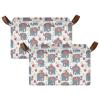 ALAZA Elephant Funny Gray Rectangular Closet Storage Box Storage Bin Basket Storage Cube with Leather Handles Nursery Storage Laundry Hamper 2 Piece view 2