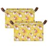 ALAZA Cute Guinea Pig Lemon Rectangular Closet Storage Box Storage Bin Basket Storage Cube with Leather Handles Nursery Storage Laundry Hamper 2 Piece view 2