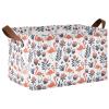 ALAZA Cartoon Flower Flamingo Leaves Rectangular Closet Storage Box Storage Bin Basket Storage Cube with Leather Handles Nursery Storage Laundry Hamper 2 Piece view 1