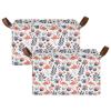 ALAZA Cartoon Flower Flamingo Leaves Rectangular Closet Storage Box Storage Bin Basket Storage Cube with Leather Handles Nursery Storage Laundry Hamper 2 Piece view 2