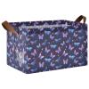 ALAZA Butterfly Flower Floral Rectangular Closet Storage Box Storage Bin Basket Storage Cube with Leather Handles Nursery Storage Laundry Hamper 2 Piece view 1