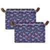 ALAZA Butterfly Flower Floral Rectangular Closet Storage Box Storage Bin Basket Storage Cube with Leather Handles Nursery Storage Laundry Hamper 2 Piece view 2
