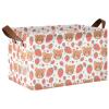 ALAZA Cute Bear Strawberry Fruit Rectangular Closet Storage Box Storage Bin Basket Storage Cube with Leather Handles Nursery Storage Laundry Hamper 2 Piece view 1