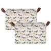 ALAZA Sheep Flower Floral Rectangular Closet Storage Box Storage Bin Basket Storage Cube with Leather Handles Nursery Storage Laundry Hamper 2 Piece view 2