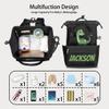 Foerrkelg Custom Cute Green Dinosaur Baby Black Diaper-Bags Backpack for Mom Mother,Personalized Name Maternity Nappy Bag with Stroller Strap,Waterproof for Travel,11*7*15.7 view 3