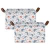 ALAZA Hedgehog Mushroom Leaves Rectangular Closet Storage Box Storage Bin Basket Storage Cube with Leather Handles Nursery Storage Laundry Hamper 2 Piece view 2