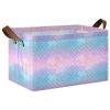 ALAZA Fish Scale Mermaid Funny Rectangular Closet Storage Box Storage Bin Basket Storage Cube with Leather Handles Nursery Storage Laundry Hamper 2 Piece view 1