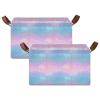 ALAZA Fish Scale Mermaid Funny Rectangular Closet Storage Box Storage Bin Basket Storage Cube with Leather Handles Nursery Storage Laundry Hamper 2 Piece view 2