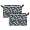ALAZA Dinosaur Watermelon Blue Rectangular Closet Storage Box Storage Bin Basket Storage Cube with Leather Handles Nursery Storage Laundry Hamper 2 Piece view 2