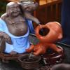 EatingBiting 4.7" Zisha Tea Pet Cute Funny Baby Open Mouth Statue Purple Clay Chinese Kungfu Tea Ceremony Decor Handmade Couple Tea pet Purple Sand can Raise Tea to Play Tea Set Ornaments view 2