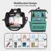 Foerrkelg Custom Cute Dinosaur Baby Green Diaper-Bags Backpack for Mom Mother,Personalized Name Maternity Nappy Bag with Stroller Strap,Waterproof for Travel,11*7*15.7 view 3