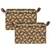 ALAZA Crispy Fried Chicken Rectangular Closet Storage Box Storage Bin Basket Storage Cube with Leather Handles Nursery Storage Laundry Hamper 2 Piece view 2