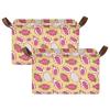 ALAZA Dragon Fruit Yellow Rectangular Closet Storage Box Storage Bin Basket Storage Cube with Leather Handles Nursery Storage Laundry Hamper 2 Piece view 2