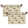 ALAZA Cartoon Hedgehog Avocado Fruit Rectangular Closet Storage Box Storage Bin Basket Storage Cube with Leather Handles Nursery Storage Laundry Hamper 2 Piece view 2