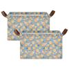 ALAZA Capybaras Orange Funny Rectangular Closet Storage Box Storage Bin Basket Storage Cube with Leather Handles Nursery Storage Laundry Hamper 2 Piece view 2