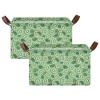 ALAZA Leaves Kiwifruit Fruit Rectangular Closet Storage Box Storage Bin Basket Storage Cube with Leather Handles Nursery Storage Laundry Hamper 2 Piece view 2
