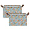 ALAZA Capybaras Orange Christmas Rectangular Closet Storage Box Storage Bin Basket Storage Cube with Leather Handles Nursery Storage Laundry Hamper 2 Piece view 2