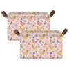 ALAZA Chicken Flower Floral Rectangular Closet Storage Box Storage Bin Basket Storage Cube with Leather Handles Nursery Storage Laundry Hamper 2 Piece view 2
