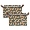 ALAZA Cheese Palm Leaf Rectangular Closet Storage Box Storage Bin Basket Storage Cube with Leather Handles Nursery Storage Laundry Hamper 2 Piece view 2