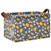 ALAZA Lemon Daisy Lemon Blue Leaves Rectangular Closet Storage Box Storage Bin Basket Storage Cube with Leather Handles Nursery Storage Laundry Hamper 2 Piece view 1
