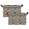 ALAZA Lemon Daisy Lemon Blue Leaves Rectangular Closet Storage Box Storage Bin Basket Storage Cube with Leather Handles Nursery Storage Laundry Hamper 2 Piece view 2