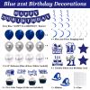 21st Birthday Decorations for Boys Girls, Blue Silver Happy 21st Birthday Party Decorations, 21 Backdrop, Banner, Balloons, Hanging Swirls, Bday Cards, Cake Toppers, Pompoms 54pcs view 4