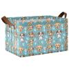 ALAZA Cartoon Puppy Dog Paw Print Blue Rectangular Closet Storage Box Storage Bin Basket Storage Cube with Leather Handles Nursery Storage Laundry Hamper 2 Piece view 1